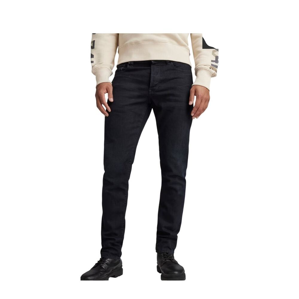 G-Star Raw 3301 Straight Tapered Jeans Mens 33x32 Very Dark Wash‎ Designer Black